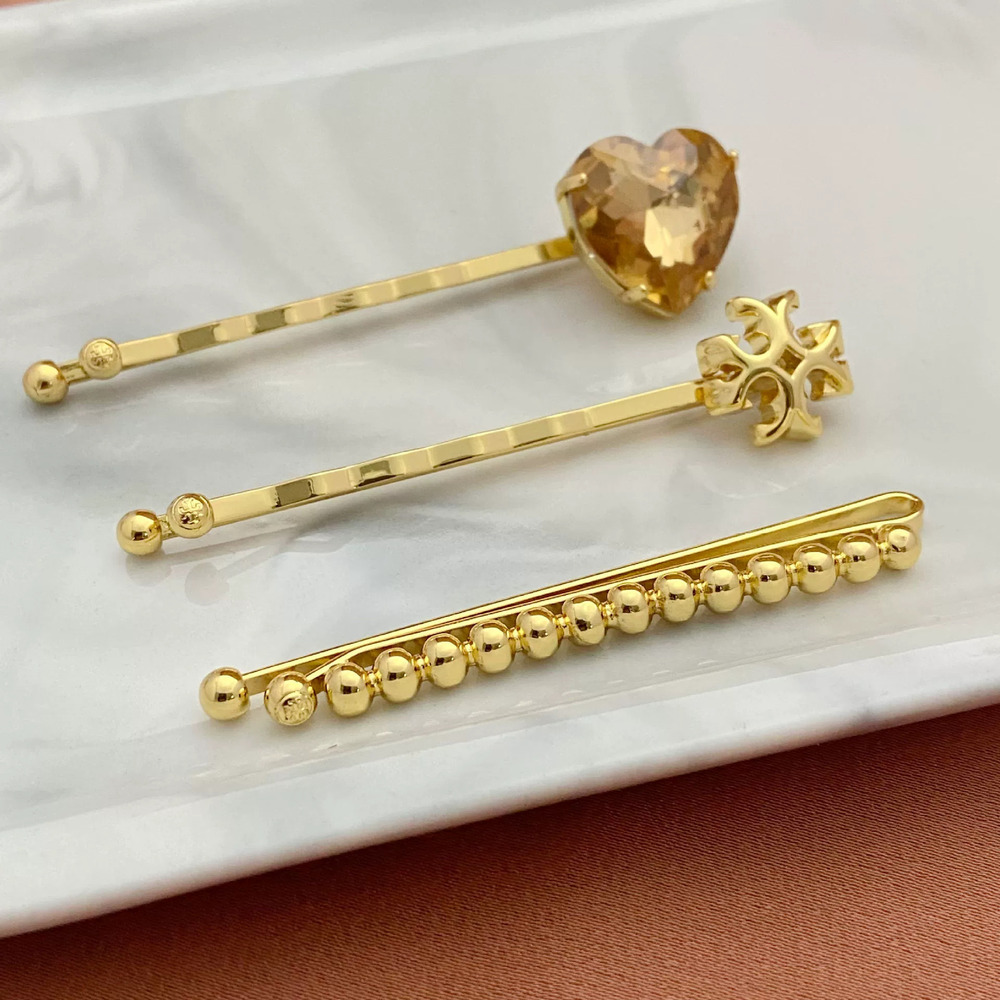 Tory Burch Metal Hair Clip with Heart Letter